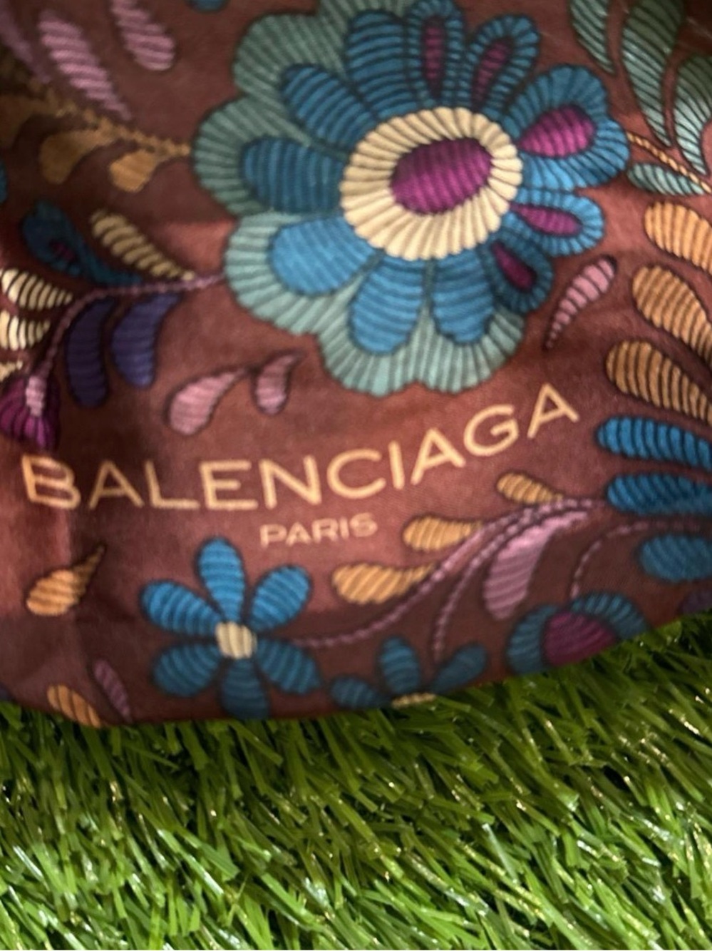 Balenciaga Brown Floral Scarf with paisley accents